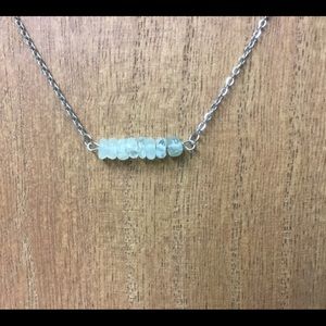 Aquamarine dainty bar necklace